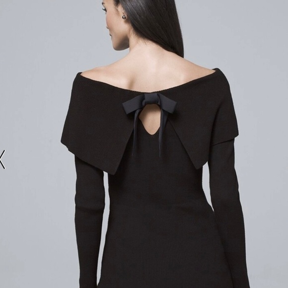 White House Black Market Sweaters - White House Black Market Bow Back Sweater Black Long Sleeve Keyhole Sz S